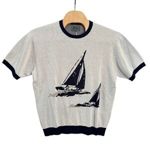 NWT Beams Sperry Top-Sider Knit Tee Box Jacquard Sailboat Sweater XXL 38-04-009